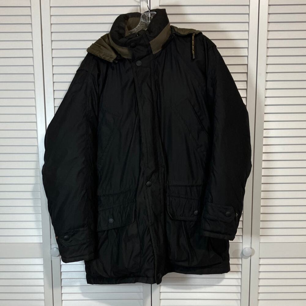 RFT Rainforest Vintage Black Thermal Insulated Winter Hooded Parka Jacket Men M